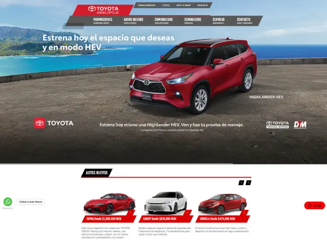 Proyecto web Toyota Angelópolis - página web corporativa automotriz